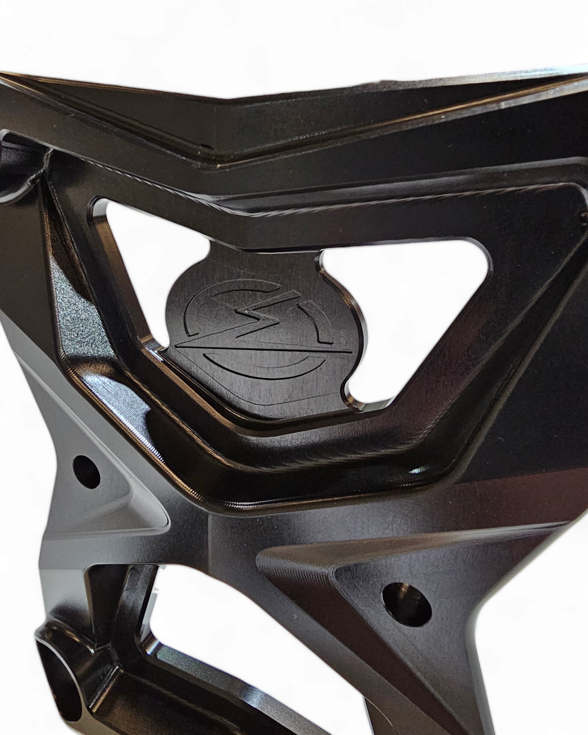 Polaris RZR Pro XP Radius Rod Plate with Tow Hook shown solo displaying full billet construction