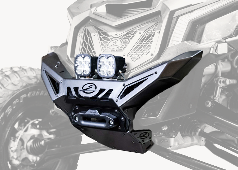 Elektric Offroad Designs Volt Series branding on Can-Am Maverick X3 Winch Front Bumper