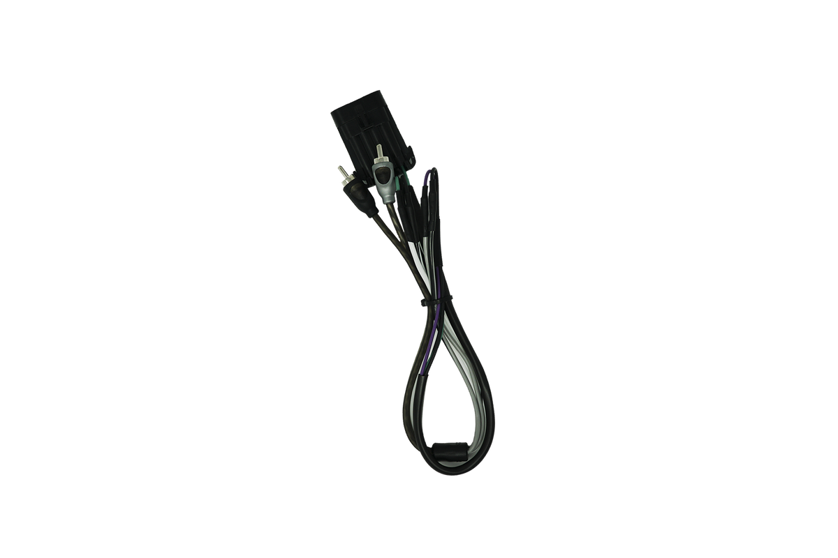 Vehicle audio wiring harness adapter with RCA connectors