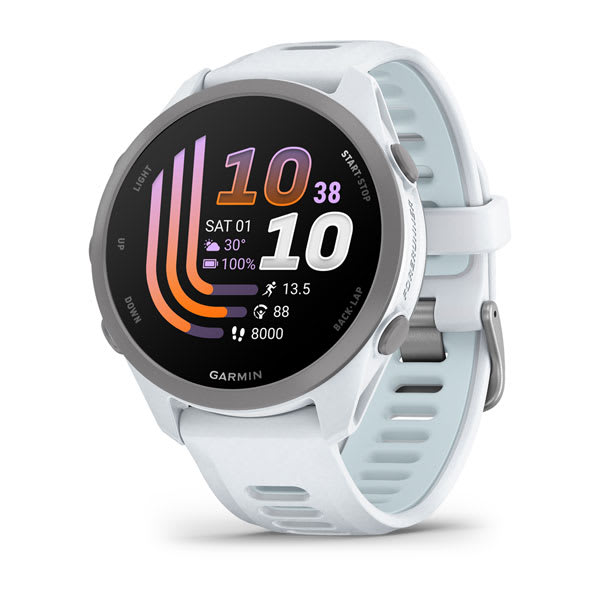Forerunner® 170 Music, Whitestone with Whitestone/Cloud Blue Band