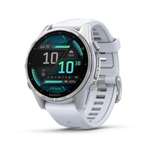 fēnix® 8 – 43 mm, AMOLED, Silver with Whitestone Silicone Band