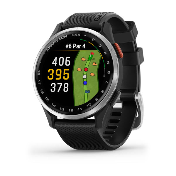 Approach® S44, Silver Aluminum Bezel with Black Silicone Band
