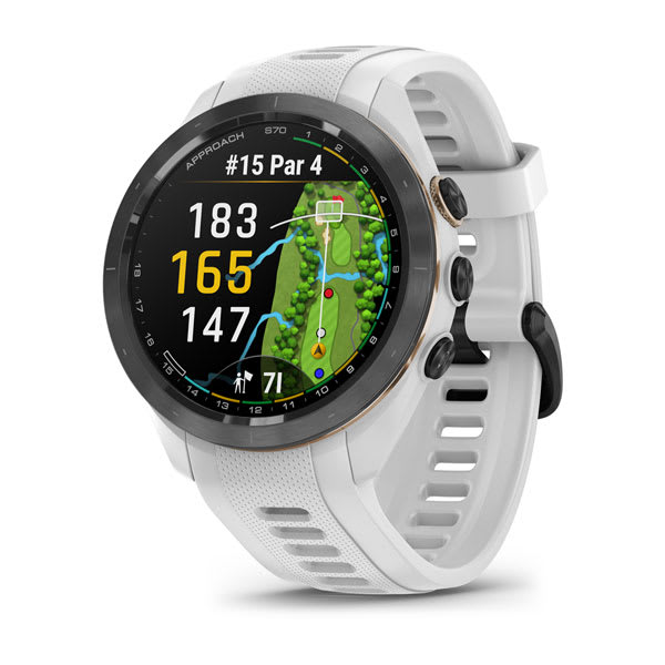 Approach® S70 - 42 mm, Black/Peach Ceramic Bezel with White Silicone Band