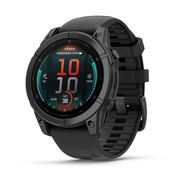 fēnix® E – 47 mm, AMOLED, Slate Gray Steel with Black Silicone Band