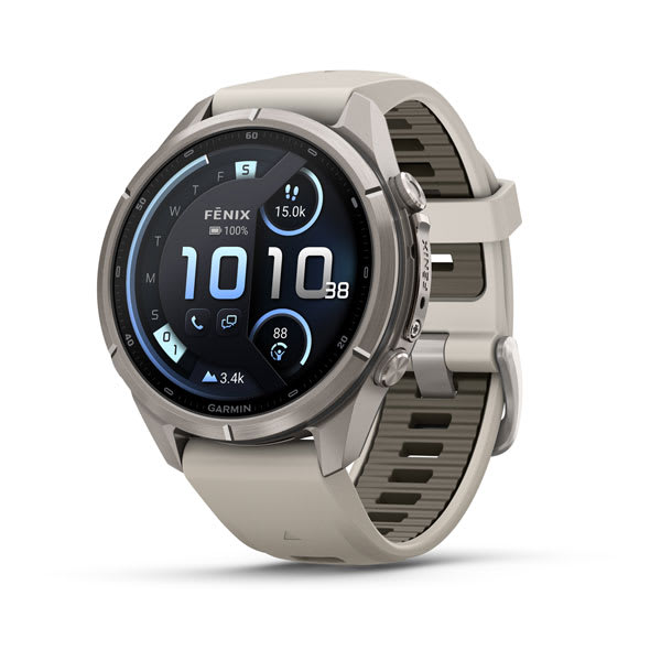 fēnix® 9 Pro – inReach®, 43 mm Titanium with Fog Gray/Dark Sandstone Silicone Band