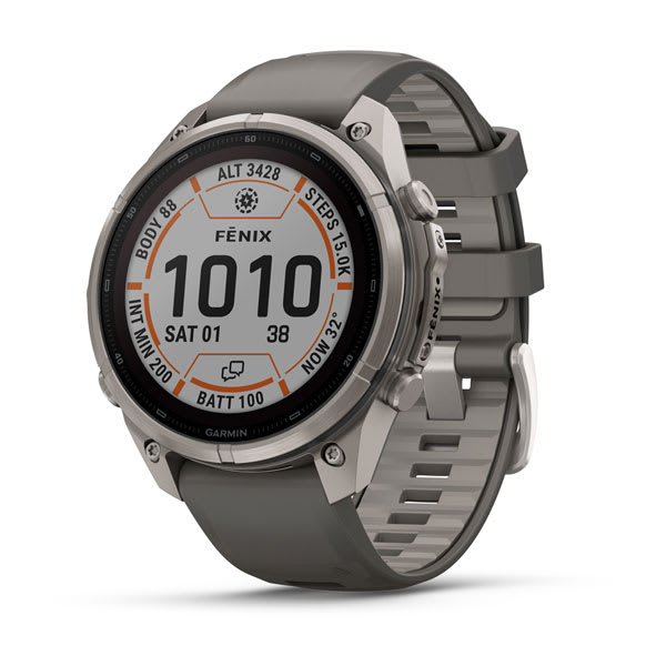 fēnix® 9 Pro – inReach®, Solar, 47 mm Titanium with Pebble Gray/Silver Gray Silicone Band