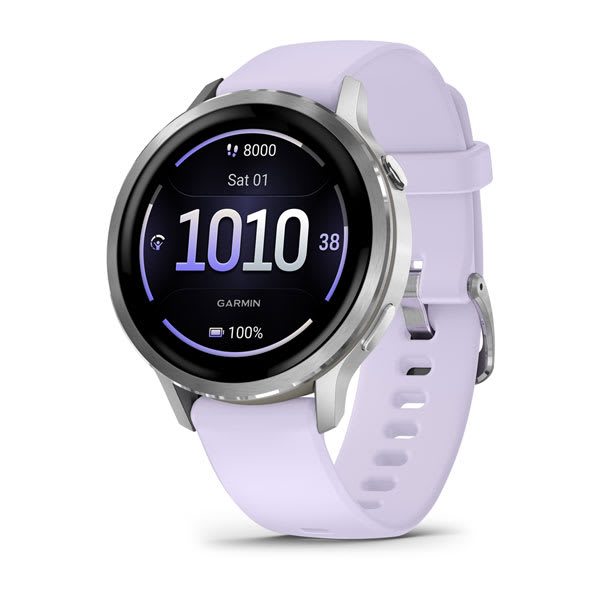 Venu® 4 – 41 mm, Silver with Periwinkle Band