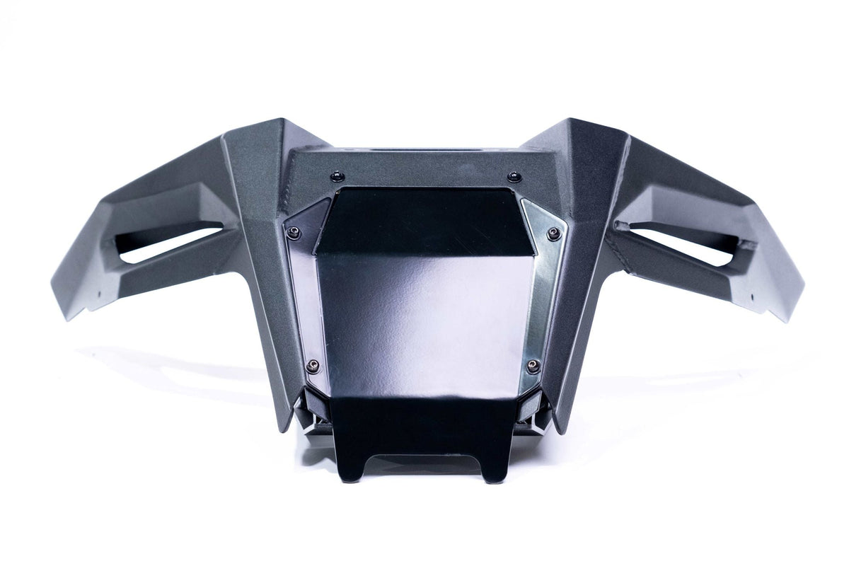 Driver side view of Volt front winch bumper installed on Polaris RZR Pro R