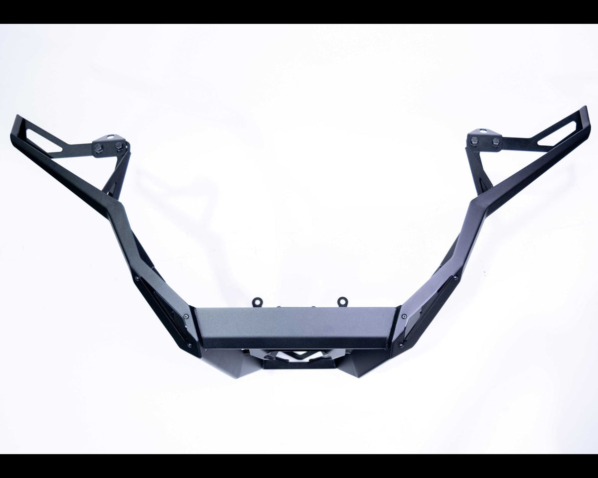 Two-tone hammer black and satin black finish on Polaris RZR Pro R rear bumper
