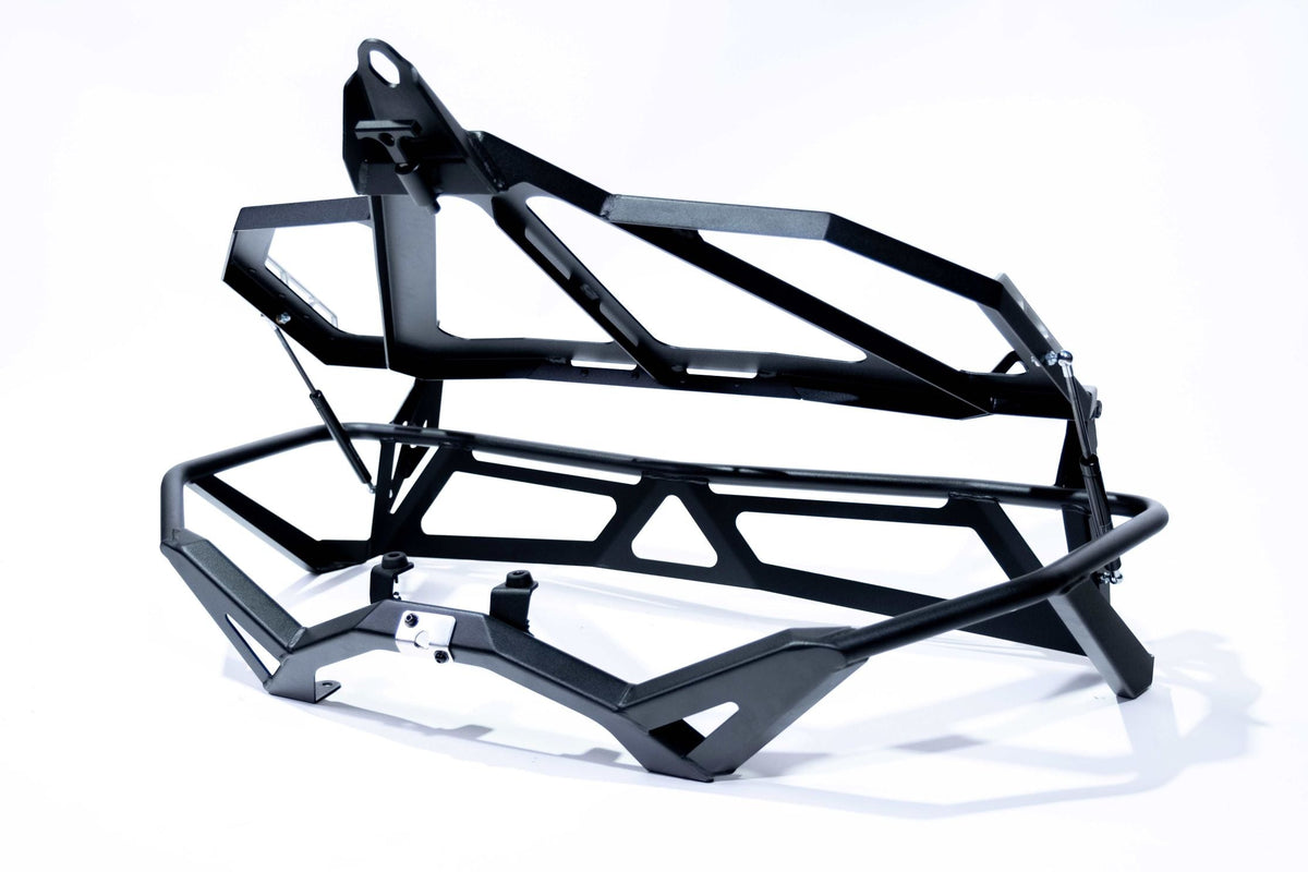Spare tire hold down configuration on Can-Am Maverick X3 Baja rack