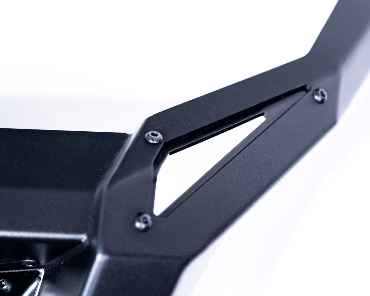 Mounting bracket radius rod clearance detail on Polaris RZR Pro R rear bumper