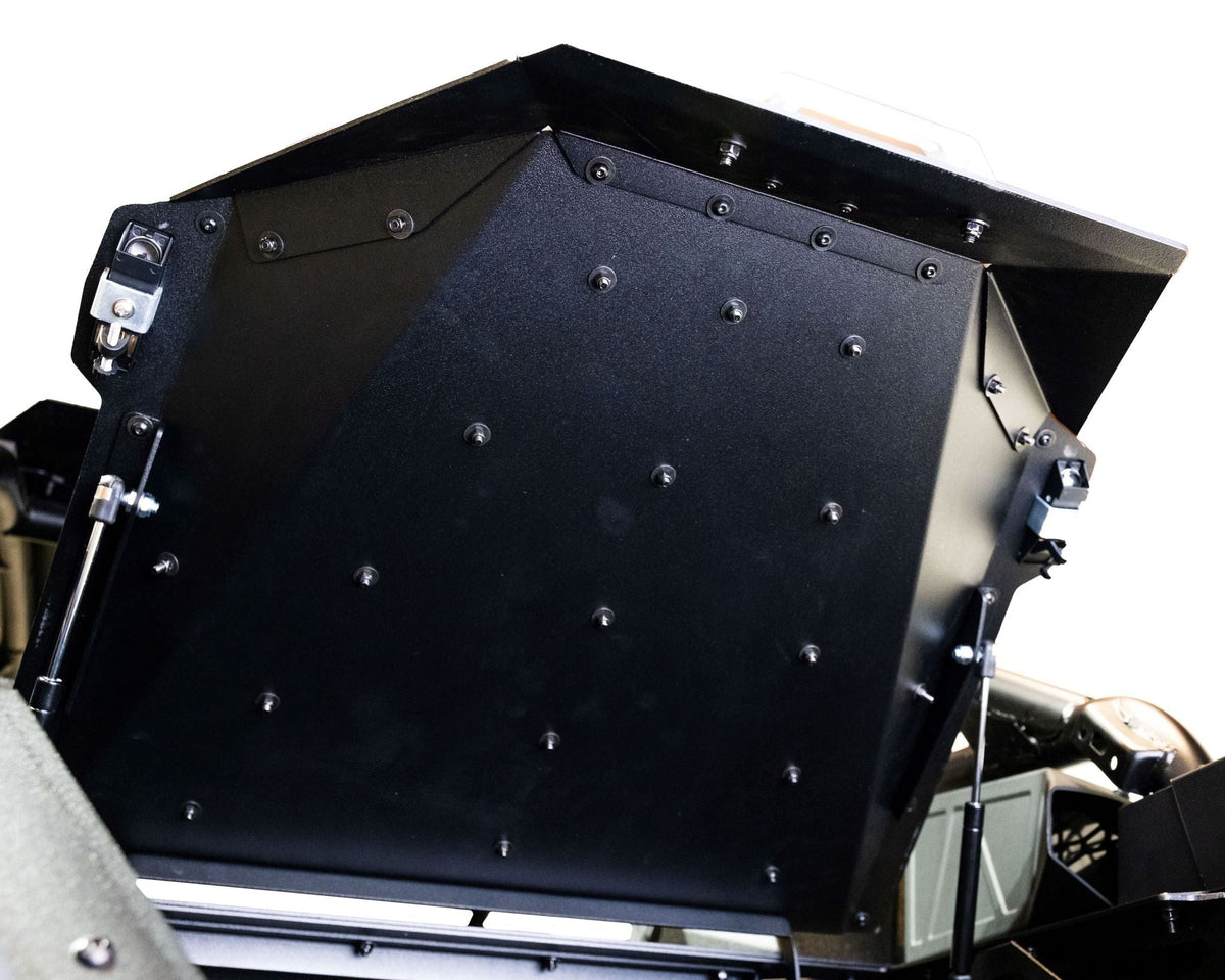 Side view of Polaris RZR Baja bed box showing profile and lid