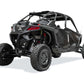 Aluminum skid plate detail on Polaris RZR Pro R Volt rear bumper