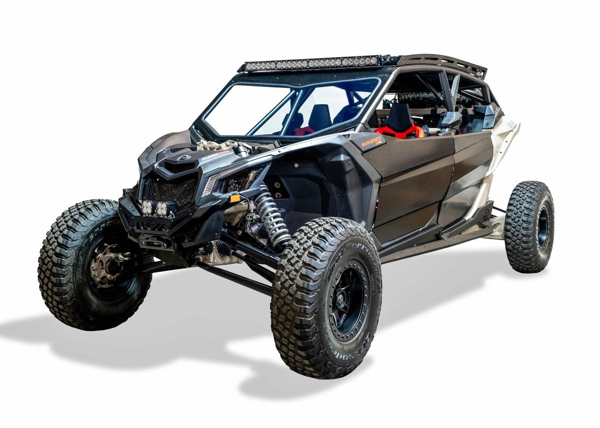 Side profile of Volt Series Winch Front Bumper on Can-Am Maverick X3 showing slim low-profile design hugging vehicle body lines