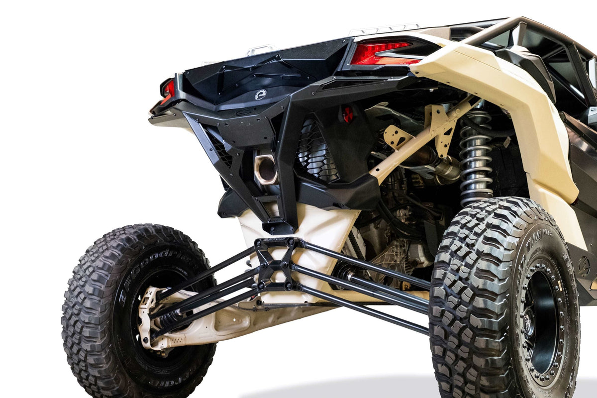 Direct rear view of Can-Am Maverick X3 Volt Series Rear Bumper showing full-width steel coverage