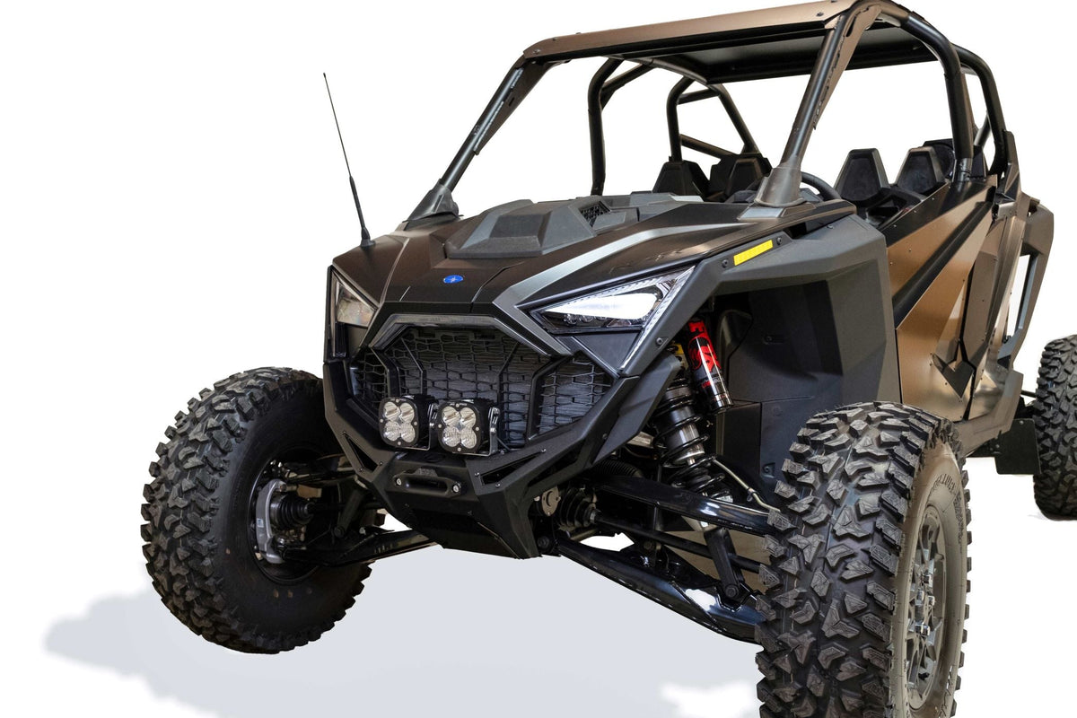 Slim tight fitment of Volt front winch bumper following the lines of the Polaris RZR Pro R