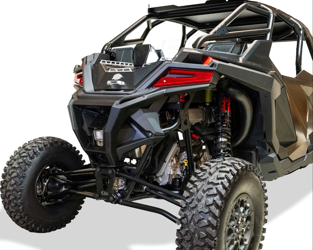 Direct rear view of Polaris RZR Pro R Volt Series rear bumper shielding tail lights