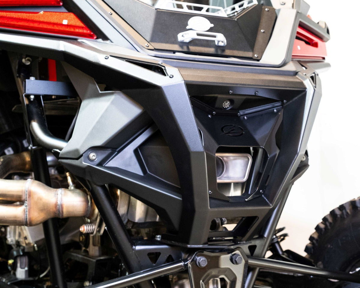 Modern steel construction detail on Polaris RZR Pro R Volt rear bumper