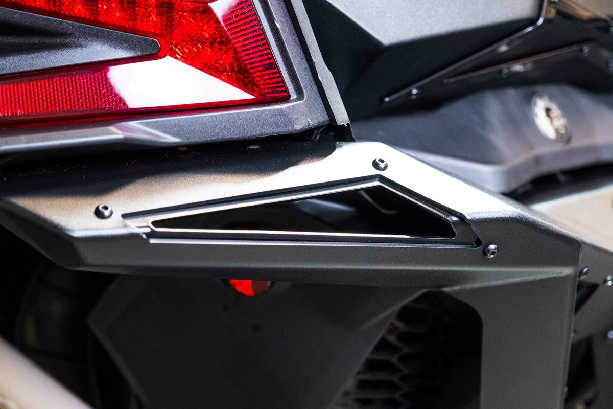 Passenger side view of Can-Am Maverick X3 Volt Series Rear Bumper showing chassis protection