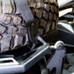 Side profile of Can-Am Maverick X3 Baja spare tire rack showing rack height and profile