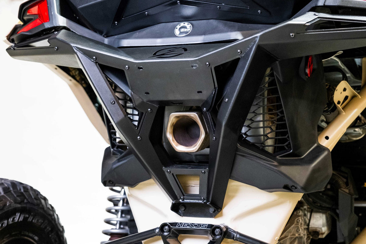 Hammer black powder coat finish detail on Can-Am Maverick X3 Volt Series Rear Bumper