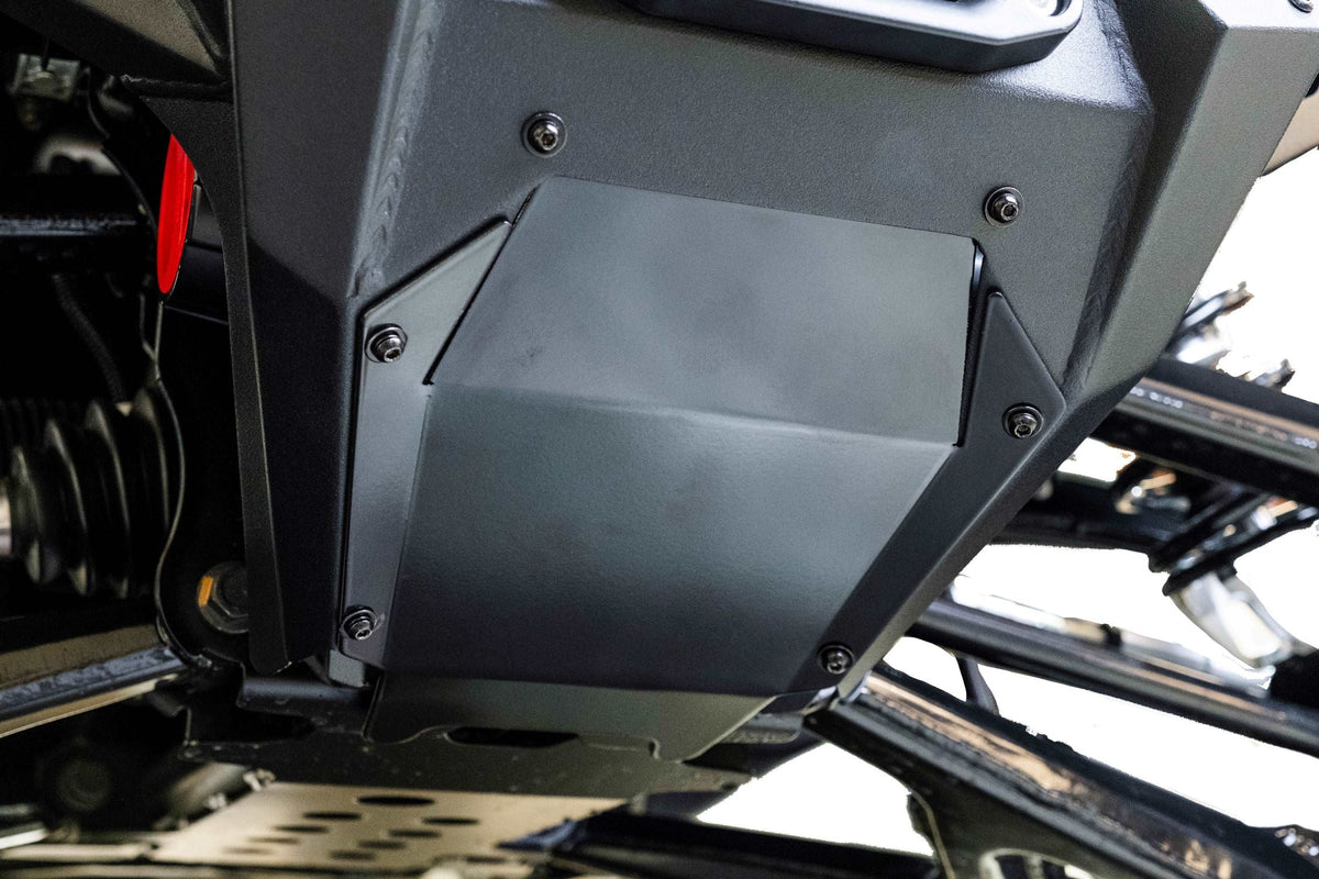 Bolt-on mounting detail on Polaris RZR Pro R Turbo R front winch bumper
