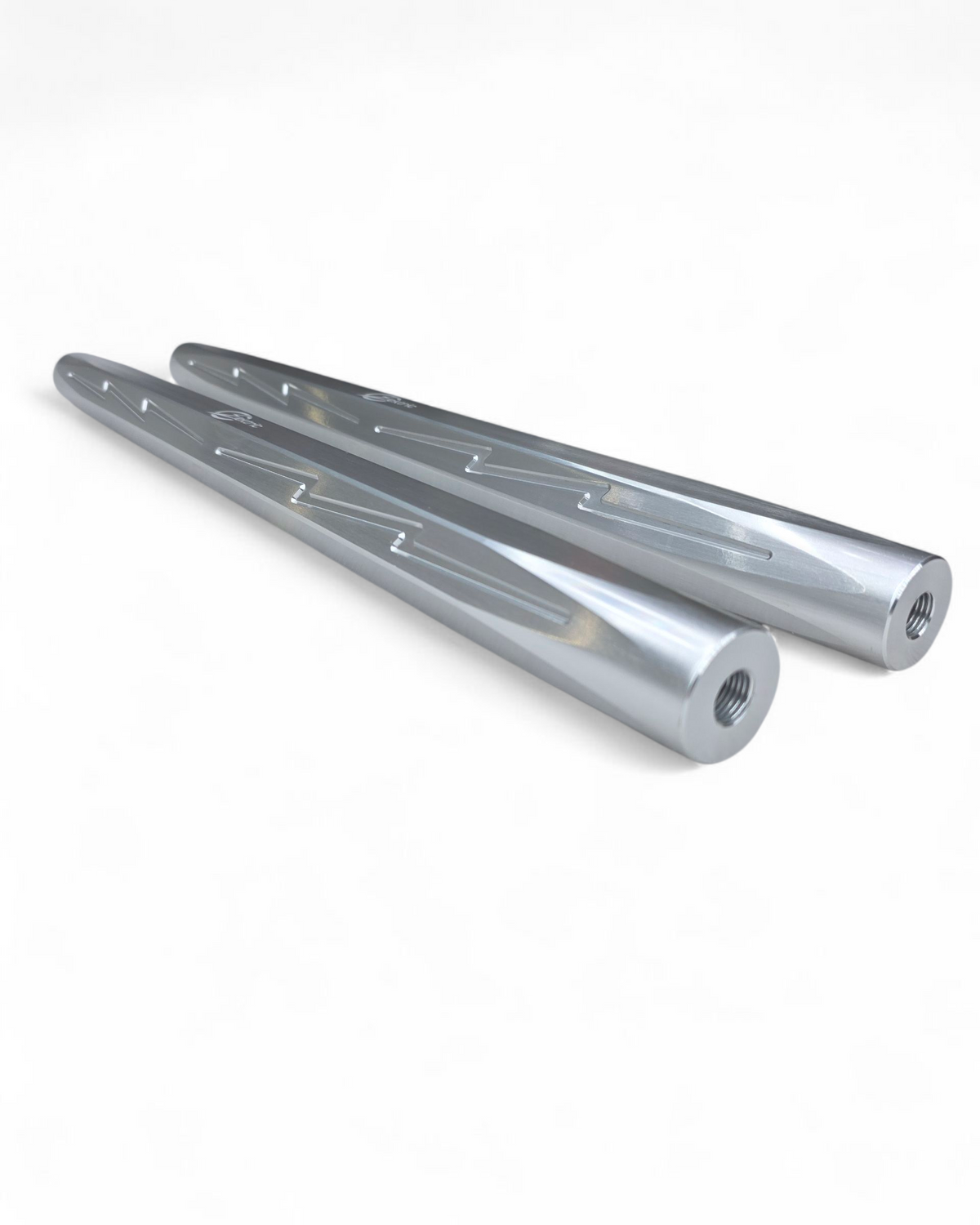Machined thread detail on Can-Am X3 clear billet tie rod