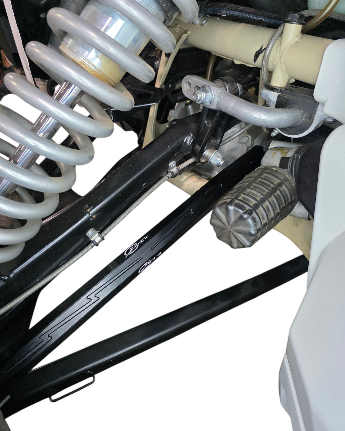 Can-Am X3 tie rod shown installed on the steering assembly