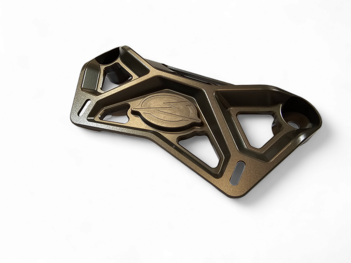 6061 CNC machined billet aluminum detail on Can-Am Maverick X3 gun metal upper shock mount brace