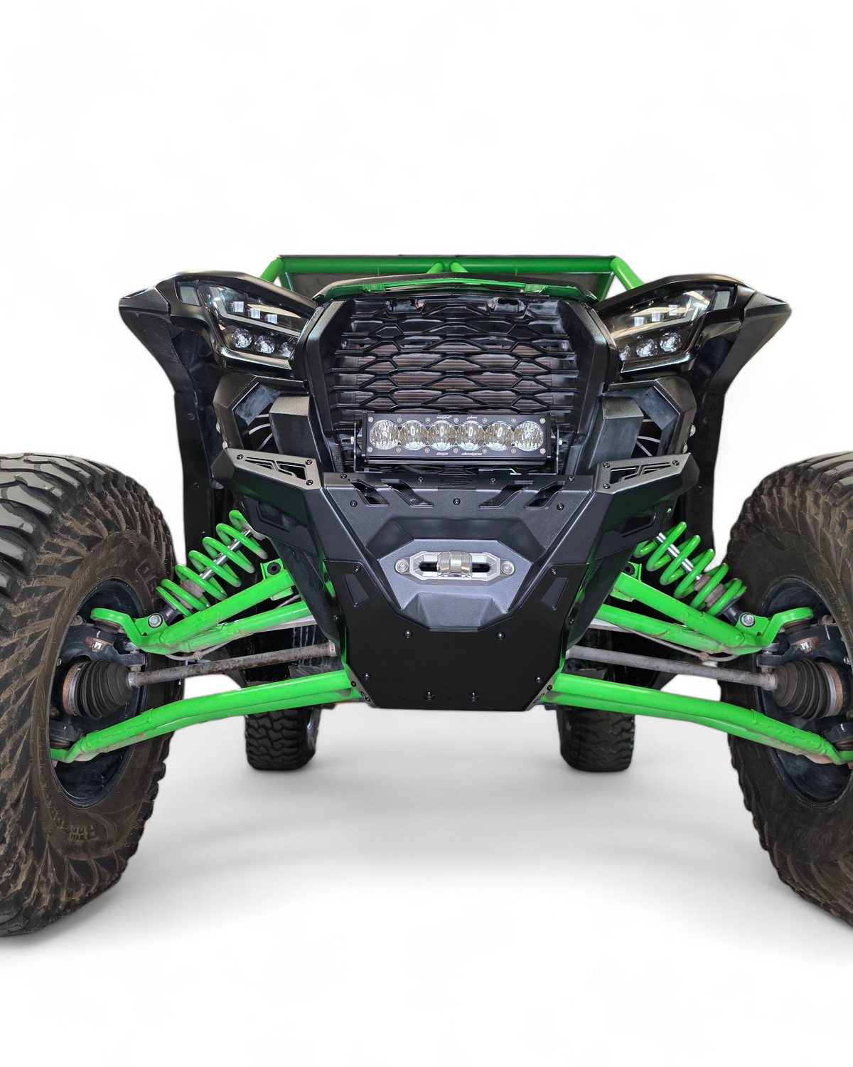 Bolt-on mounting detail on Kawasaki KRX 1000 Volt front bumper