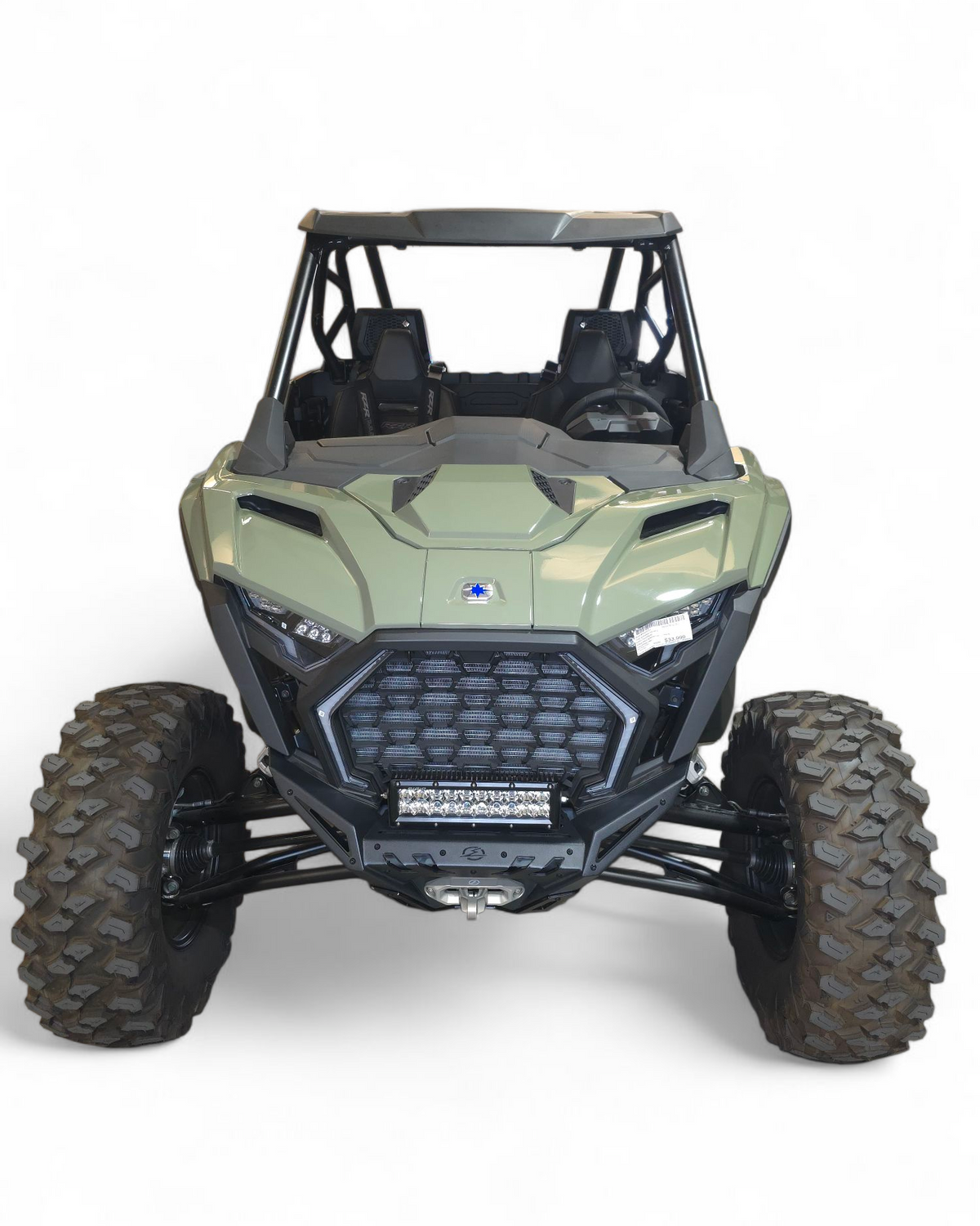 Mounting bracket detail on Polaris RZR Pro XP front winch bumper