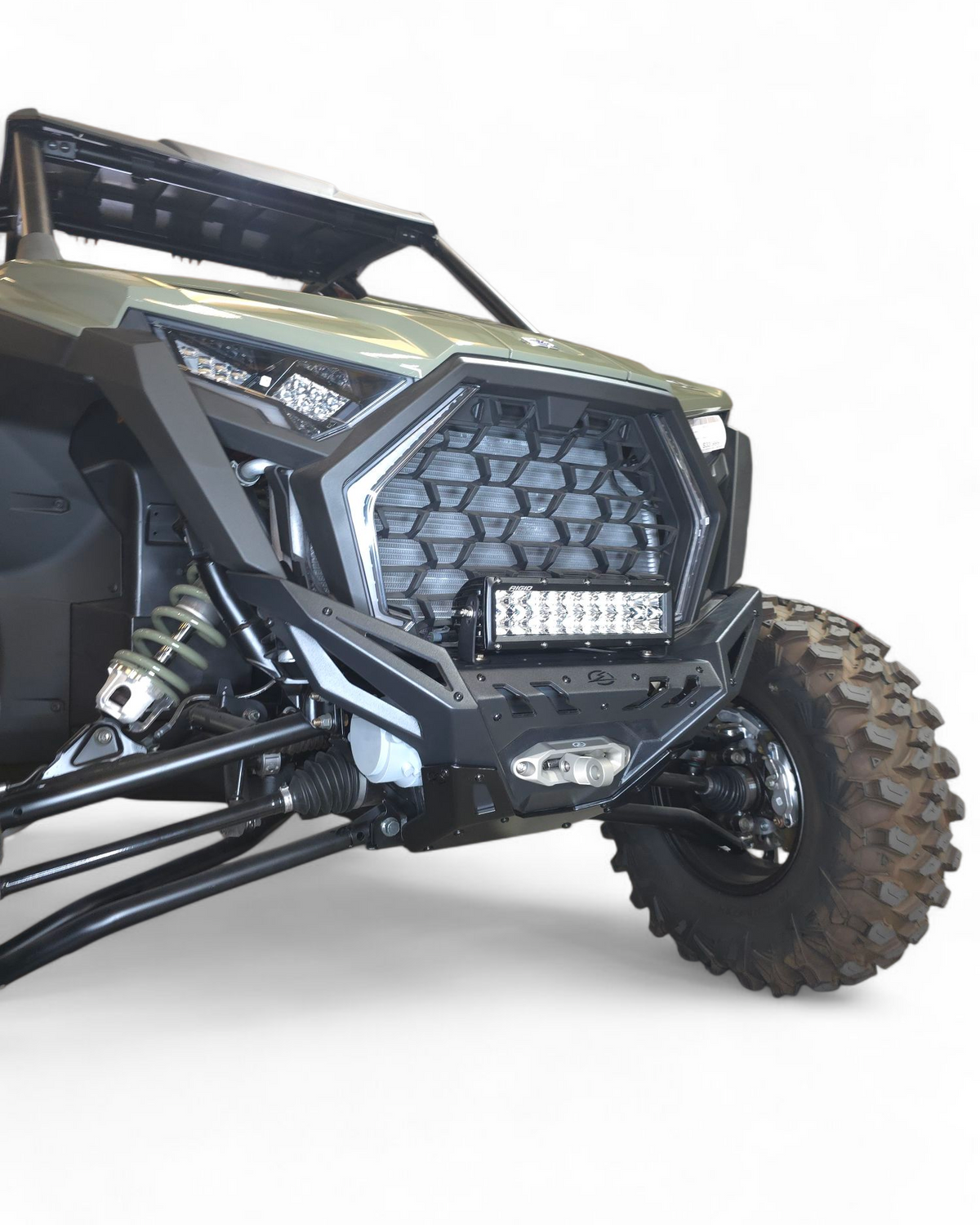 Overhead view of Polaris RZR Pro XP Volt front bumper showing layout