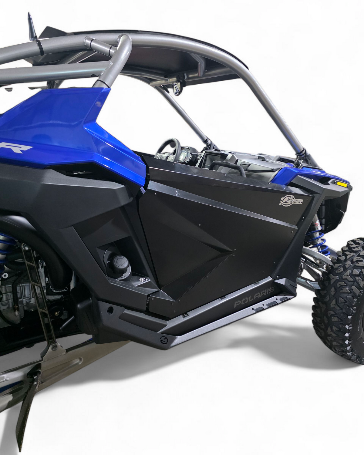 Streamlined low-profile design of Polaris RZR 2-seat rock sliders following the body lines