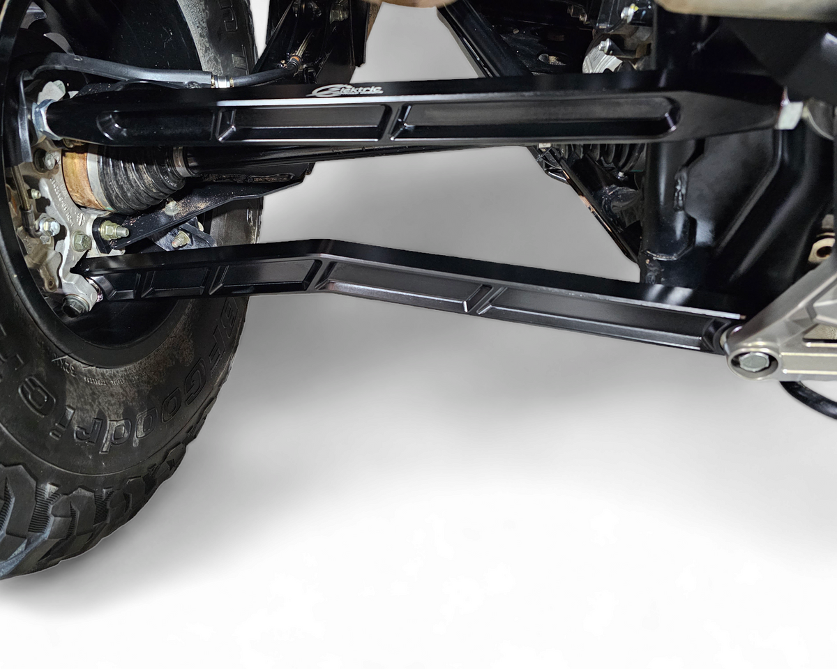 Polaris RZR Pro XP radius rods showing Teflon-coated heim joint construction