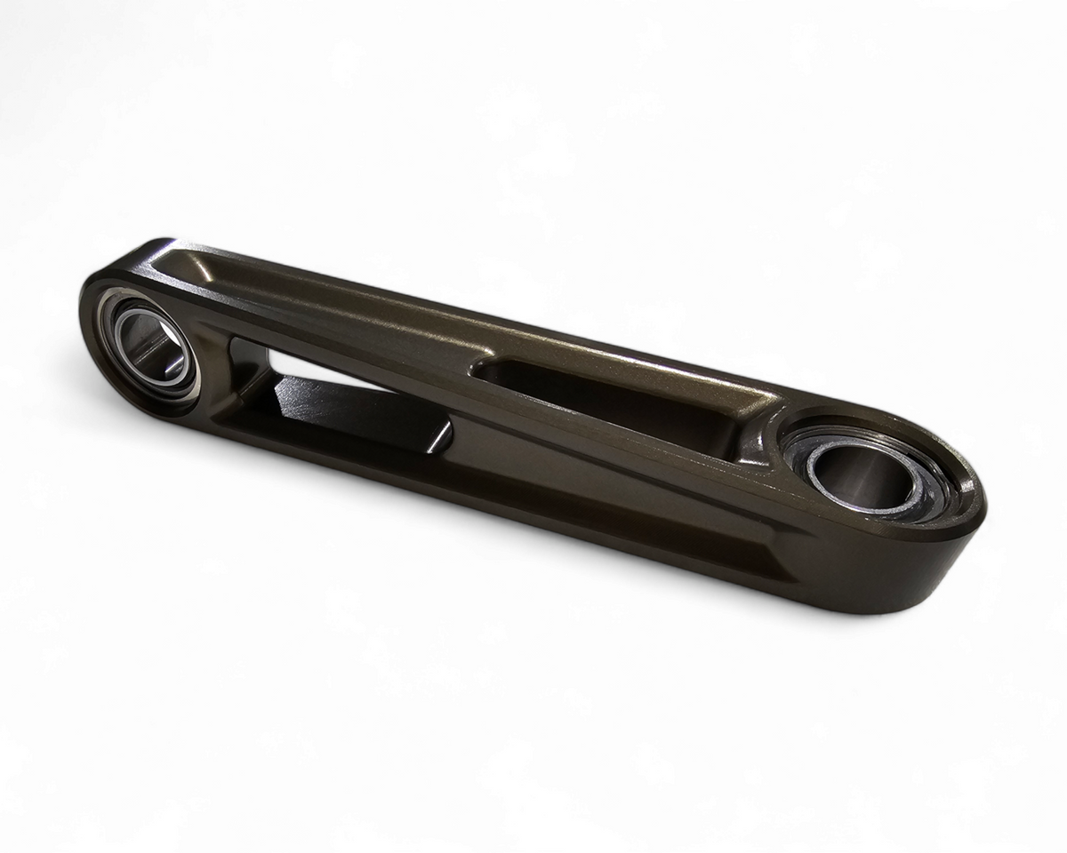 Polaris RZR Pro XP gunmetal front sway bar link showing Teflon-coated uni-ball construction