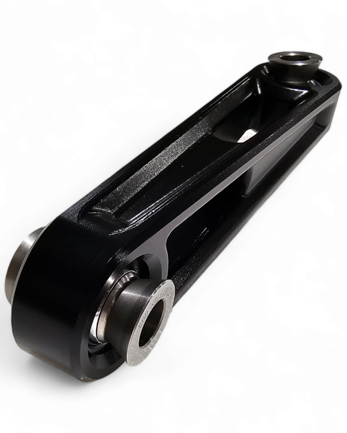 Polaris RZR Pro XP front sway bar link showing Teflon-coated uni-ball and misalignment spacer construction