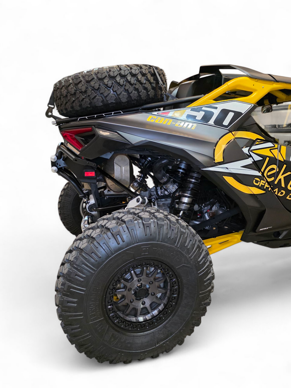 Angled detail of Can-Am Maverick R AMP Rear Bumper showing profile depth