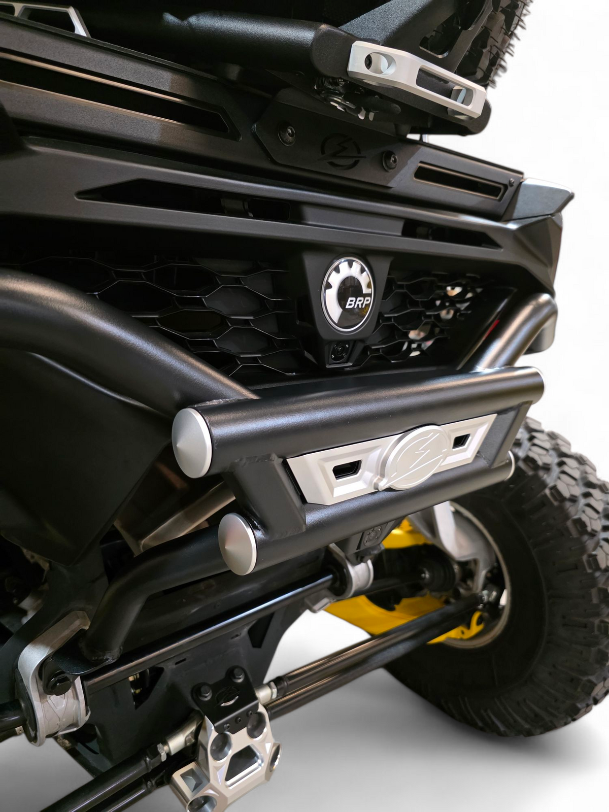 Can-Am Maverick R AMP Rear Bumper detail showing accessory mounting versatility