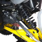 Close-up of the billet machining on a Can-Am Maverick R clear anodized tie rod
