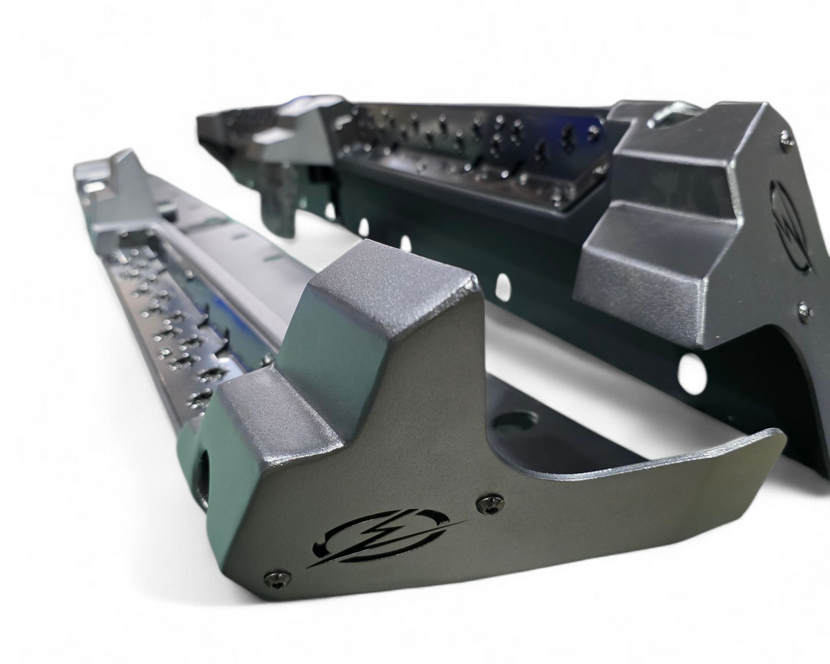 Mounting bracket detail on Polaris Ranger XD 1500 4-seat rock sliders