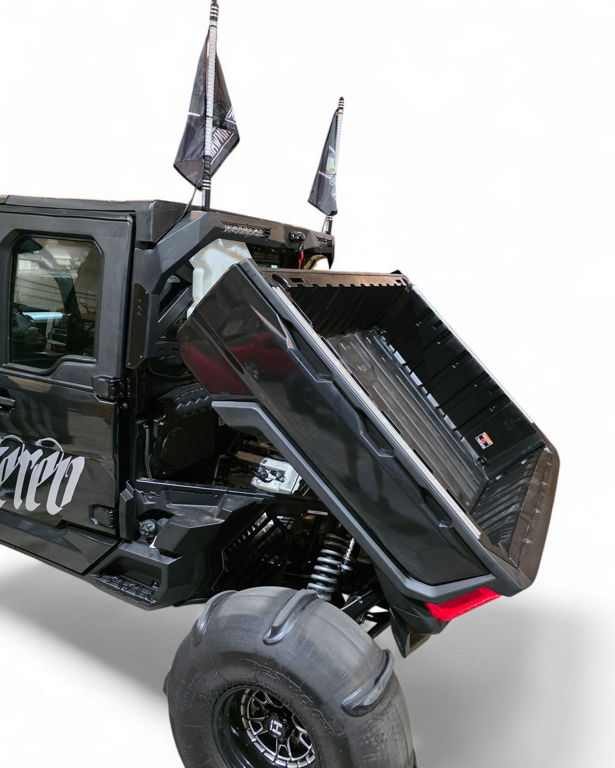 Passenger side view of Polaris Ranger 1500 Headache Rack