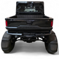 Black pickup truck with open tailgate on a white background