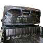 Black truck bed with a large storage box on a white background