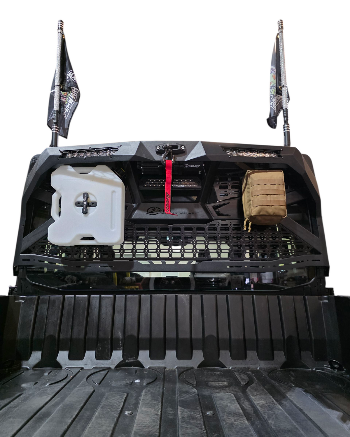 Full machine rear view of Polaris Ranger 1500 with Headache Rack installed