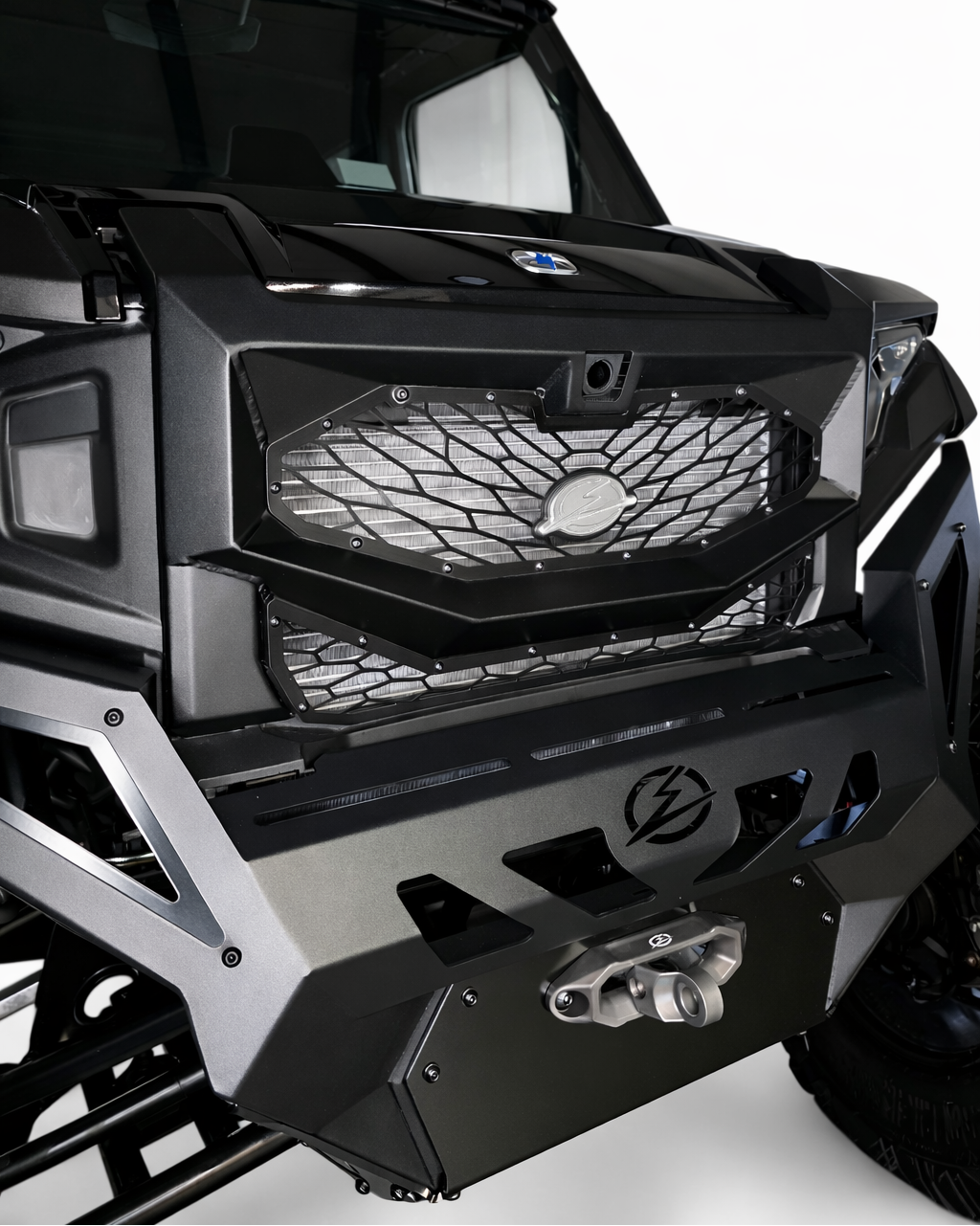 3-piece construction detail on Polaris Xpedition Volt front grille