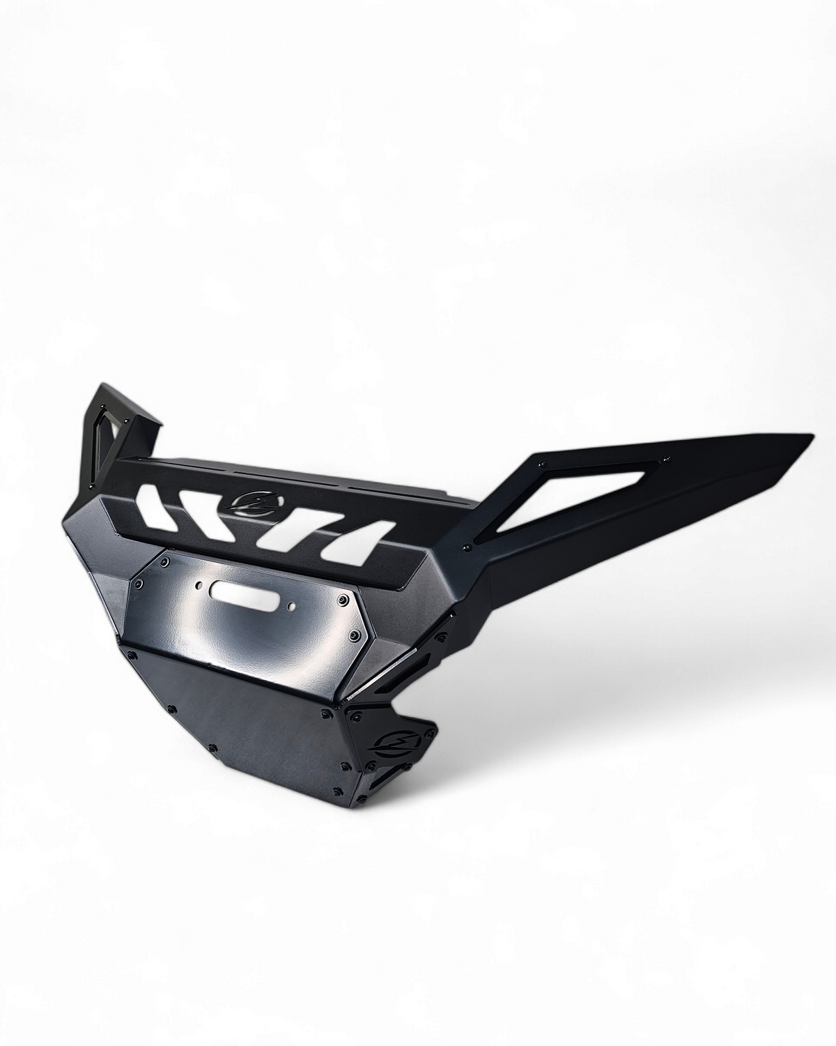 Hammer black powder coat and satin black panel finish detail on Polaris Xpedition Volt Series Winch Bumper