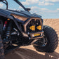 Front three-quarter view of Polaris RZR Amp Series tubular front bumper