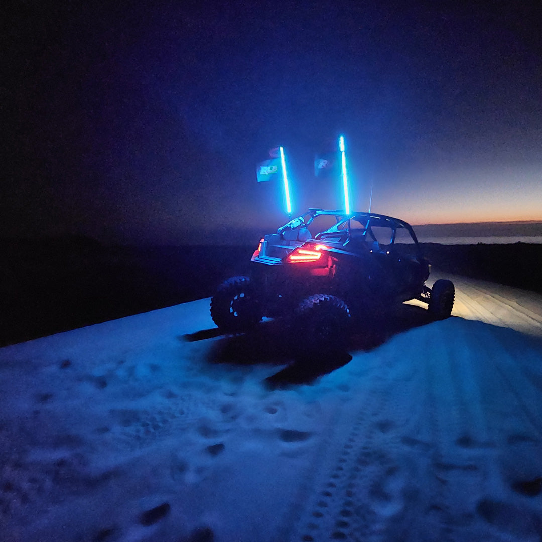 2" SINGLE LED Whips Bluetooth RGB- Carbon Fiber