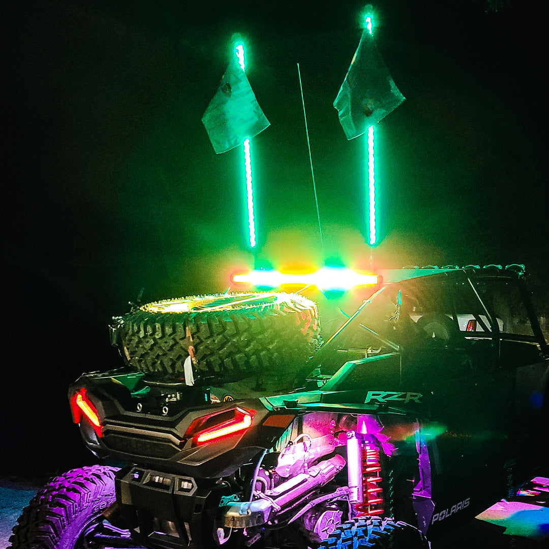 2" SINGLE LED Whips Bluetooth RGB- Carbon Fiber