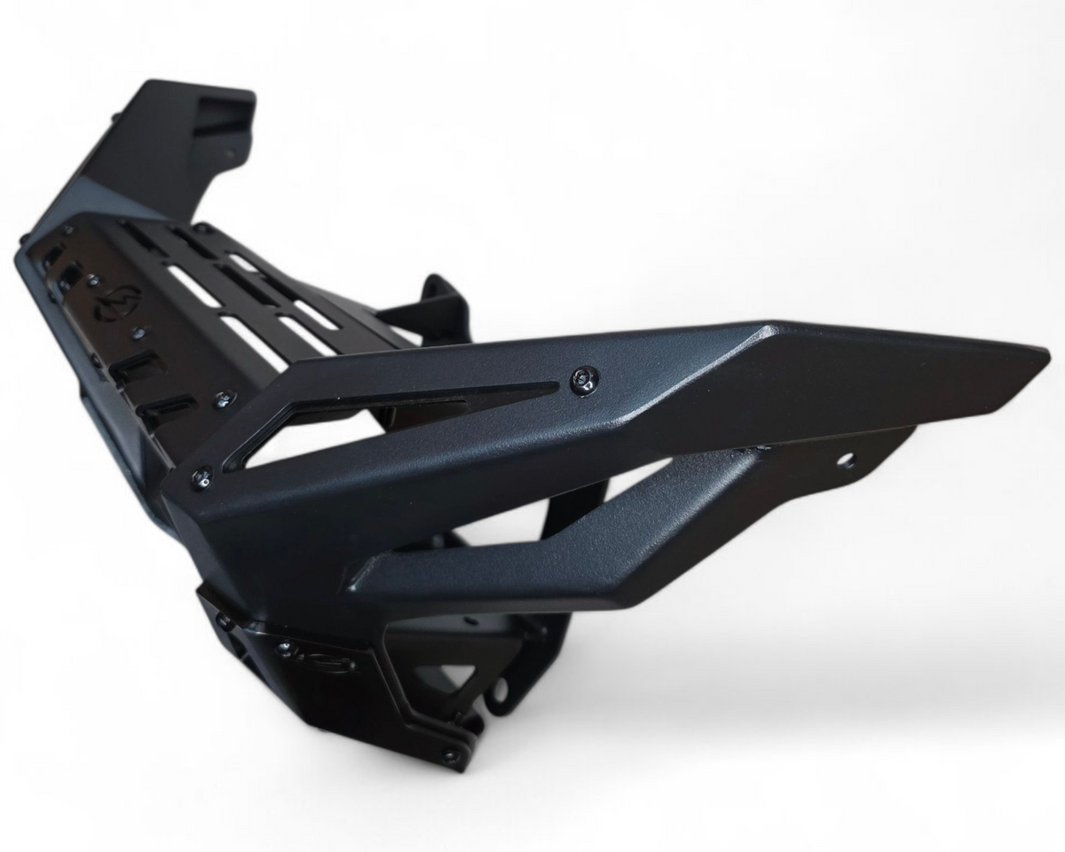 Winch mount and fairlead provision detail on Polaris RZR Pro XP front bumper
